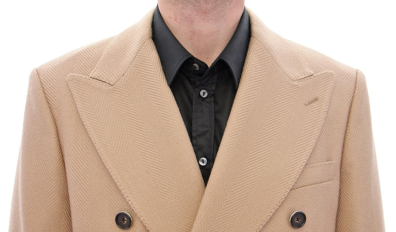 Beige Double Breasted Coat Jacket - Avaz Shop