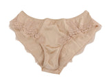 Beige Silk Floral Stretch Underwear - Avaz Shop