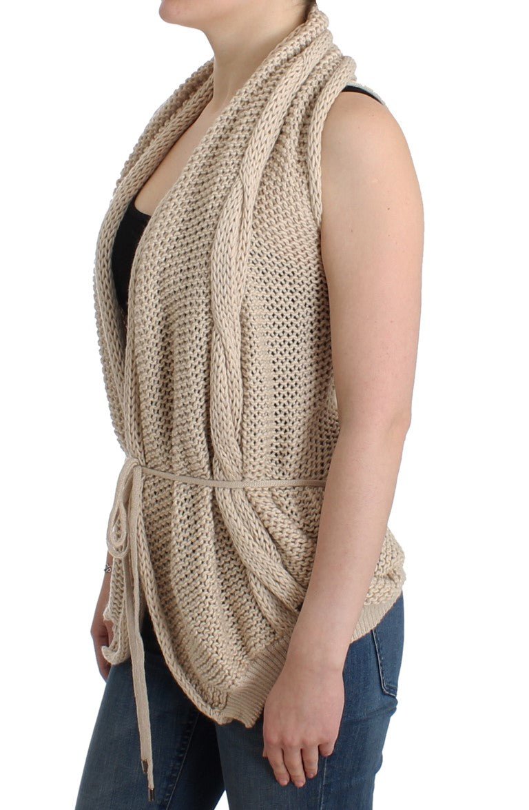 Beige sleeveless knitted cardigan - Avaz Shop