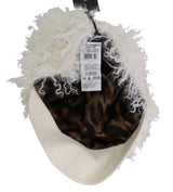 Beige Tibet Lamb Fur Gatsby Cap Women Hat - Avaz Shop