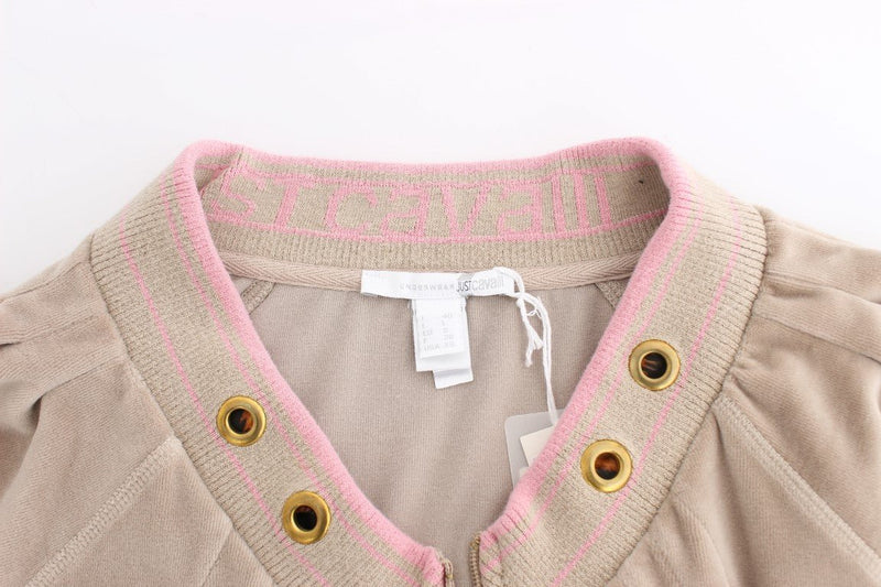 Beige velvet zipup sweater - Avaz Shop