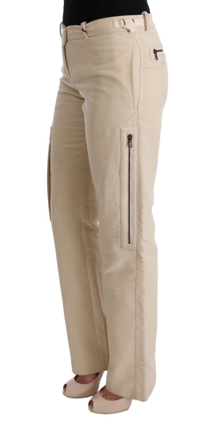 Beige Wool Cropped Regular Fit Pants - Avaz Shop
