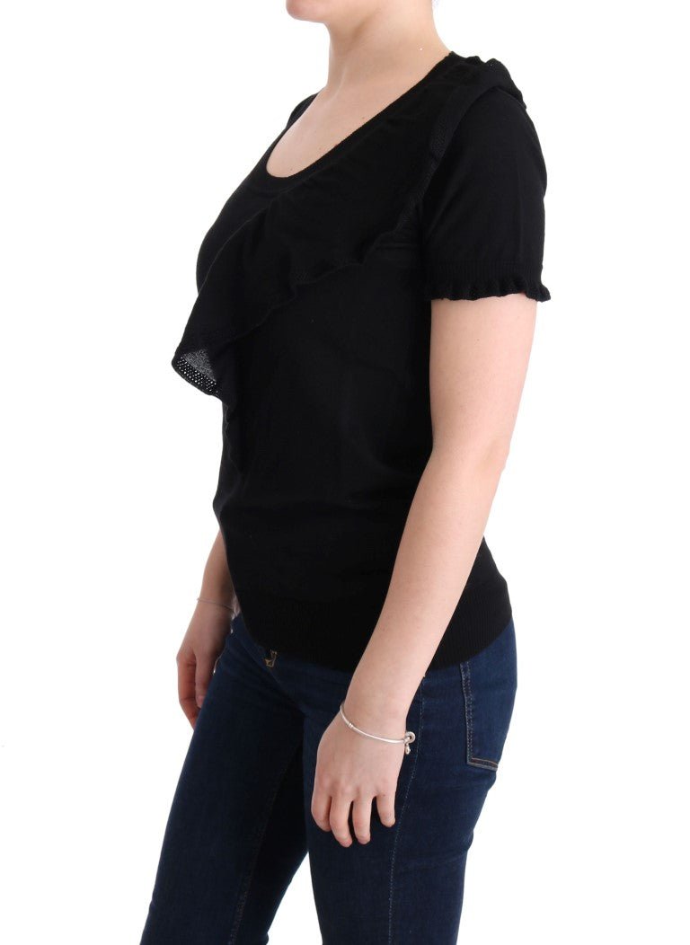 Black 100% Lana Wool Top Blouse T-shirt - Avaz Shop