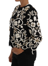 Black Baroque Floral Crystal Jacket - Avaz Shop