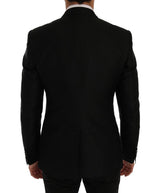 Black Blue MARTINI Silk Blazer Jacket - Avaz Shop