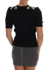 Black Cashmere Crystal Cardigan Sweater - Avaz Shop