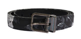 Black Cayman Linen Leather Belt - Avaz Shop