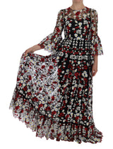 Black Chamomile Roses Embroidered Dress - Avaz Shop