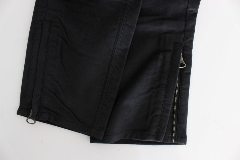 Black Cotton Blend Regular Fit Pants - Avaz Shop
