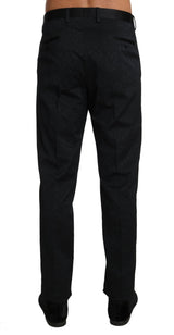 Black Cotton Brocade Formal Trousers Pants - Avaz Shop