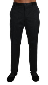 Black Cotton Brocade Formal Trousers Pants - Avaz Shop