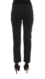 Black Cotton Capri Cropped Denim Jeans - Avaz Shop