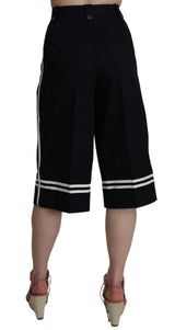 Black Cotton Cropped Embellished Pants - Avaz Shop