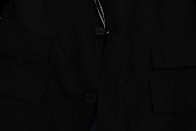 Black Cotton Slim Fit Blazer Jacket - Avaz Shop