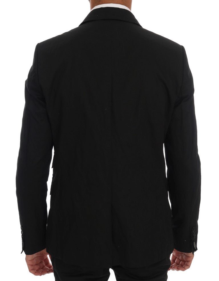 Black Cotton Slim Fit Blazer Jacket - Avaz Shop