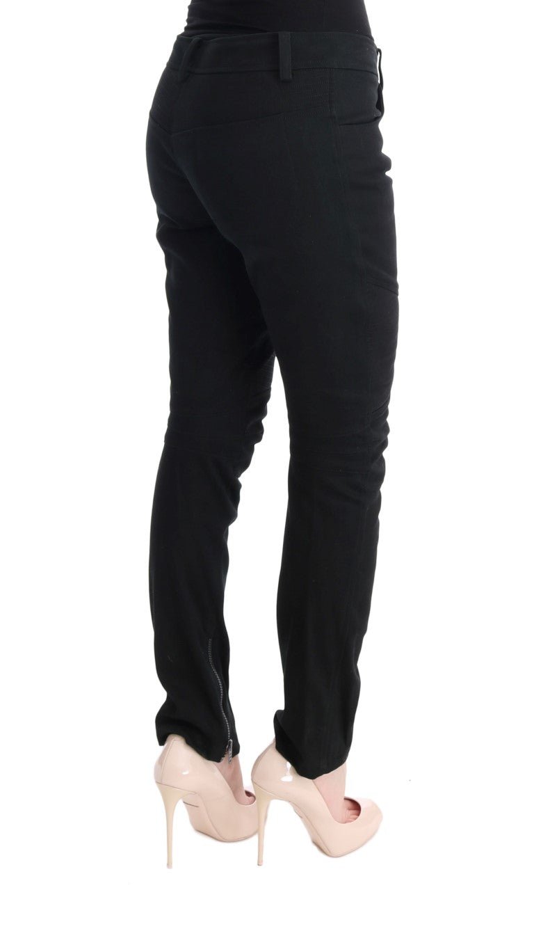 Black Cotton Slim Fit Casual Pants - Avaz Shop