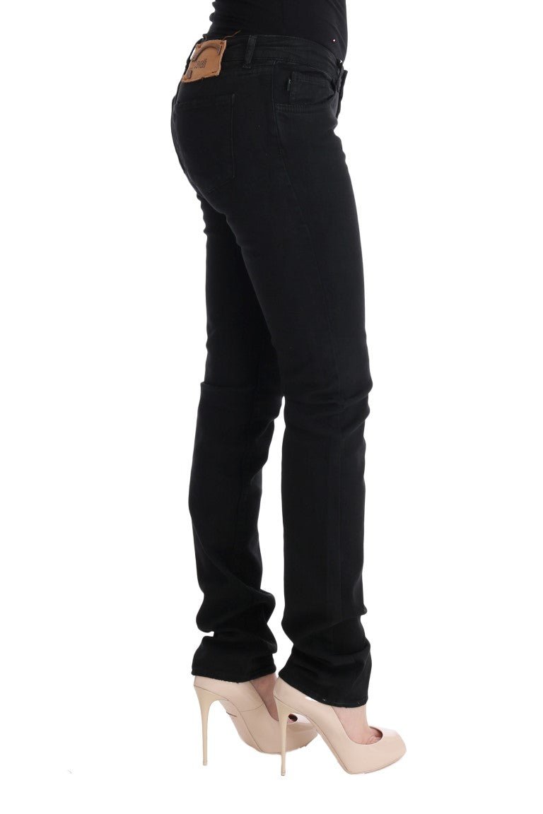Black Cotton Slim Fit Low Waist Jeans - Avaz Shop