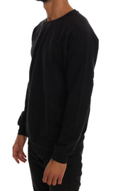 Black Crewneck Cotton Pullover Sweater - Avaz Shop