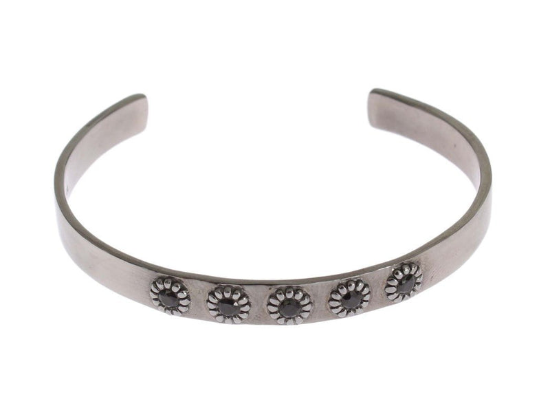 Black Crystal 925 Silver Bangle Bracelet - Avaz Shop