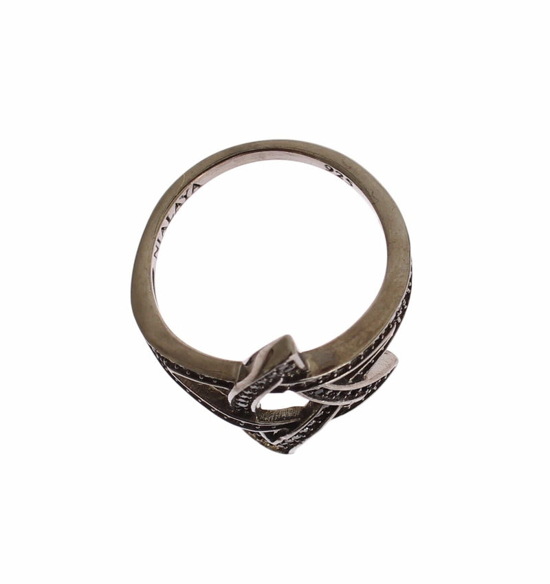 Black CZ Rhodium 925 Silver Womens Ring - Avaz Shop