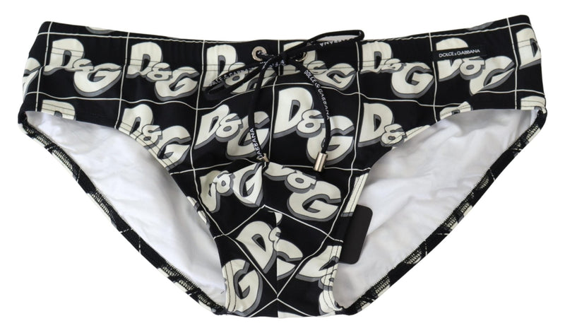 Black D&G Logo Swimwear Nylon Beachwear Briefs - Avaz Shop