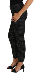 Black Dress Polka Dot Cropped Straight Pants - Avaz Shop