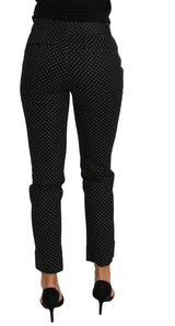 Black Dress Polka Dot Cropped Straight Pants - Avaz Shop