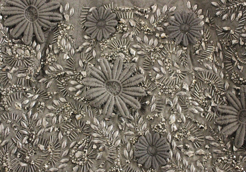 Black floral crystal embedded dress - Avaz Shop