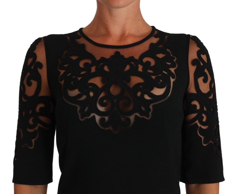 Black Floral Cut Out Pattern Coctail Dress - Avaz Shop