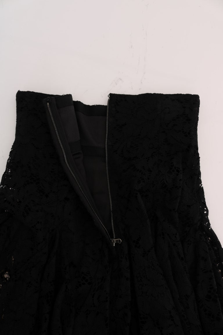 Black Floral Cutout Lace A-Line Skirt - Avaz Shop