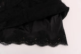 Black Floral Lace Cutout Silk Top - Avaz Shop