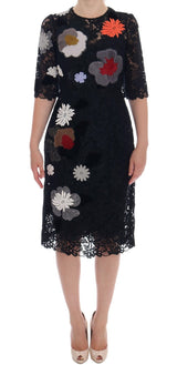 Black Floral Lace Floral Sicily Dress - Avaz Shop