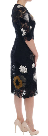 Black Floral Lace Floral Sicily Dress - Avaz Shop