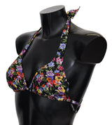 Black Floral Print Swimsuit Beachwear Bikini Tops - Avaz Shop