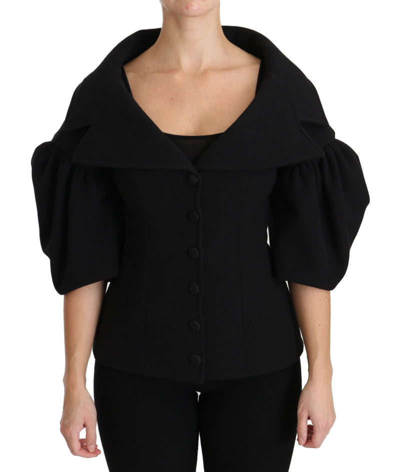 Black Formal Coat Virgin Wool Jacket - Avaz Shop