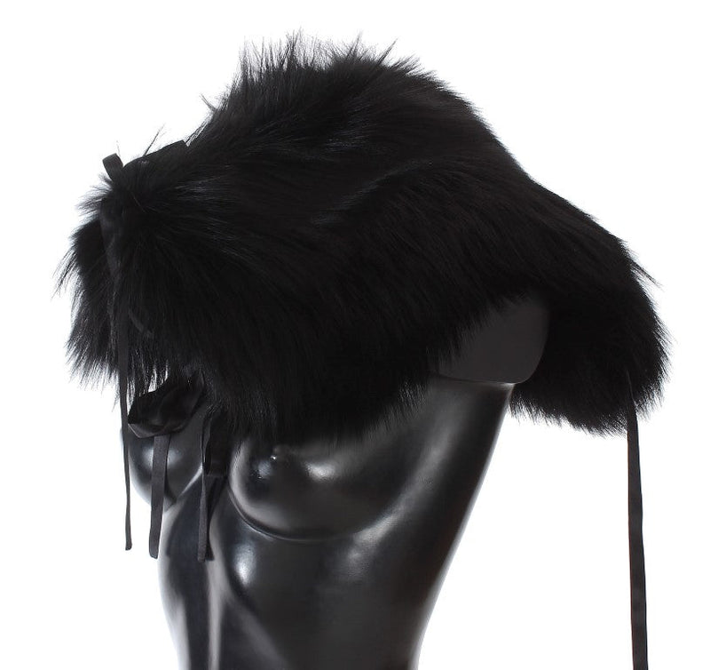 Black Fox Fur Shoulder Wrap Cover Collar Scarf - Avaz Shop