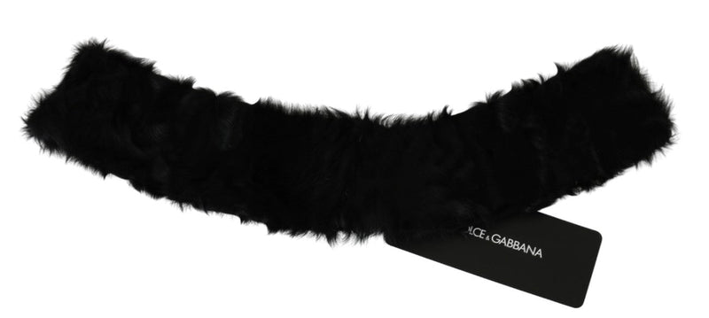 Black Fur Neck Collar Wrap Lambskin Scarf - Avaz Shop