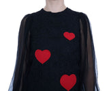 Black Lace Red Heart Shift Dress - Avaz Shop