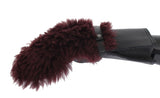 Black Leather Bordeaux Shearling Gloves - Avaz Shop