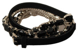 Black Leather Crystals Waist Belt - Avaz Shop