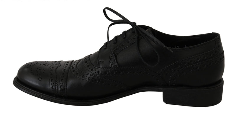 Black Leather Wingtip Oxford Dress Shoes - Avaz Shop