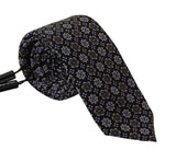 Black Patterned Silk 6cm Wide Classic Necktie Men Tie - Avaz Shop
