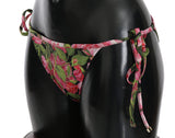 Black Pink Rose Print Bottom Bikini Beachwear - Avaz Shop