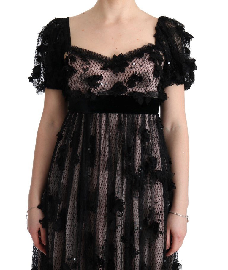 Black Pink Silk Applique Shift Dress - Avaz Shop