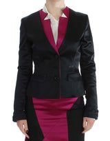 Black Pink Stretch Blazer Jacket - Avaz Shop