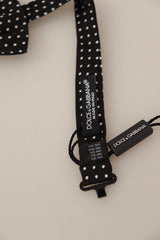 Black Polka Dots Adjustable Neck Papillon Bow Tie - Avaz Shop