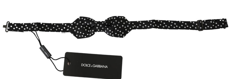 Black Polka Dots Mens Necktie Papillon 100% Silk Bow Tie - Avaz Shop