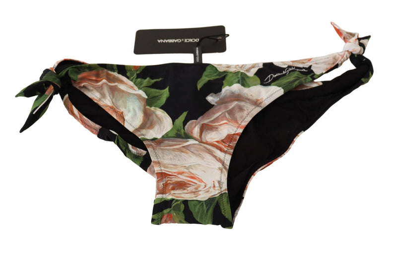 Black Roses Print Swimsuit Bikini Bottom Swimwear - Avaz Shop