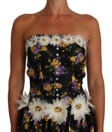 Black Sartoria Ball Floral Rose Crystal Dress - Avaz Shop