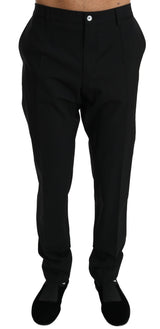 Black Skinny Dress Trouser Wool Stretch Pants - Avaz Shop